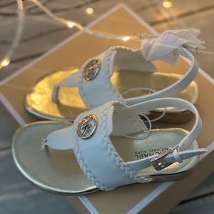 NIB MK GIRLS SZ 12 Sandals white with cork heel